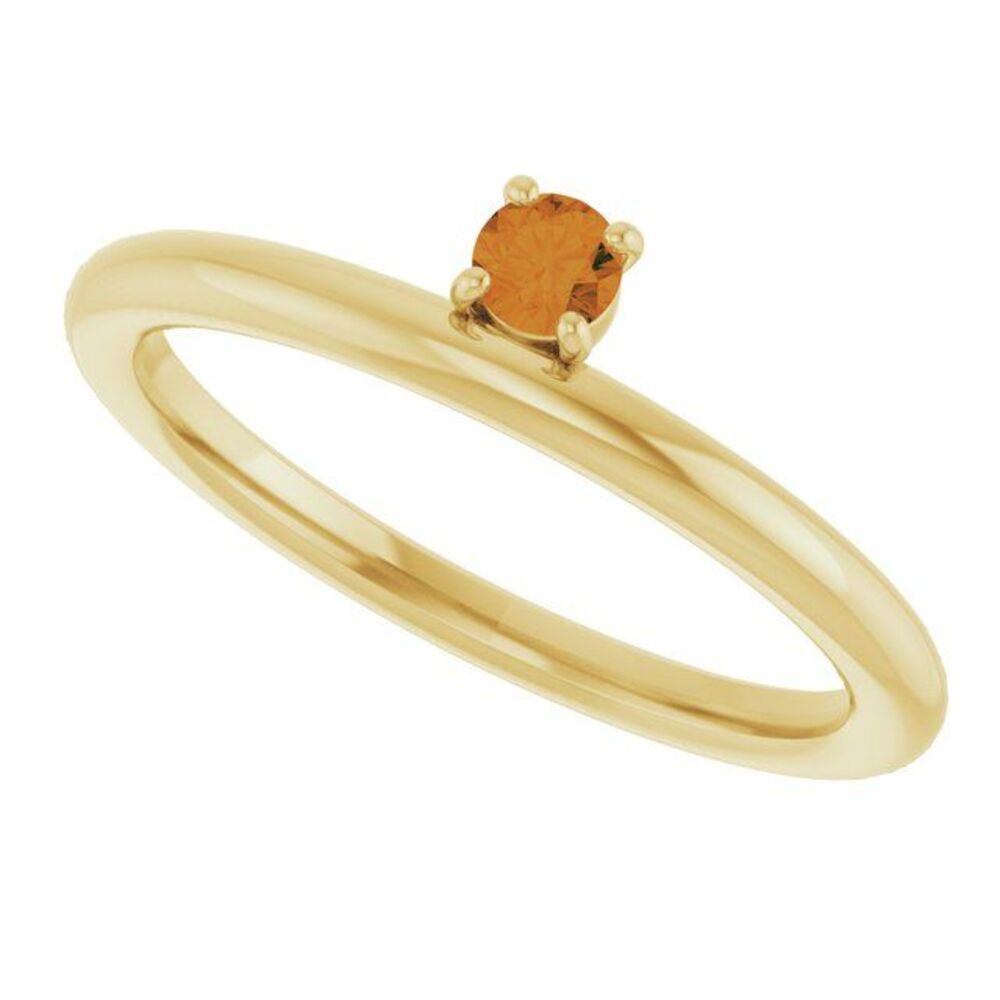 14k Yellow Natural Citrine Stackable Ring - image 5